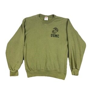 Soffe Men's Green USMC Vintage Hoodie Sweatshirt Size Small 1990s Y2K Military